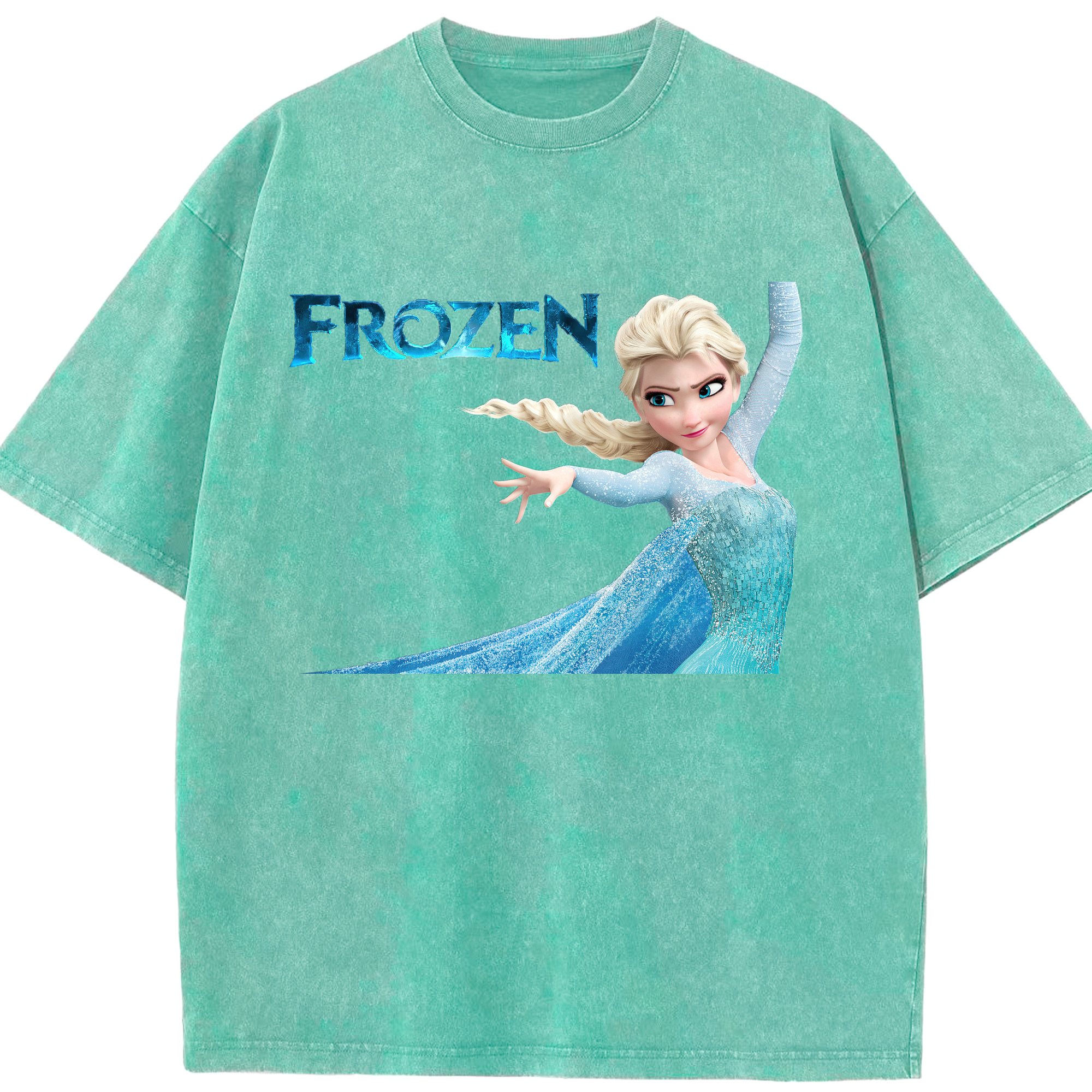 （画像用） アナと雪の女王 アンナ エルサ Frozen Anna Elsa 綿100% ヴィンテージ風 半袖Tシャツ（フロントプリント）